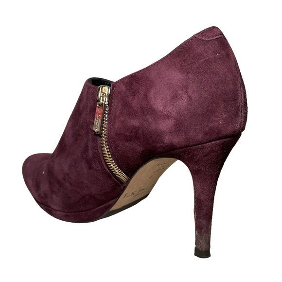 L.K Bennett Doris Burgundy Suede Ankle Zip Boot Size Women  US7 EUR 37.5 - Picture 7 of 10